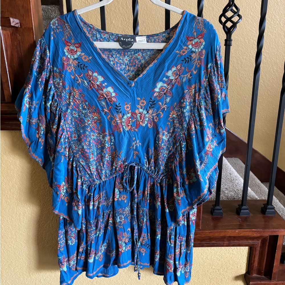 Arula blue bohemian blouse size B